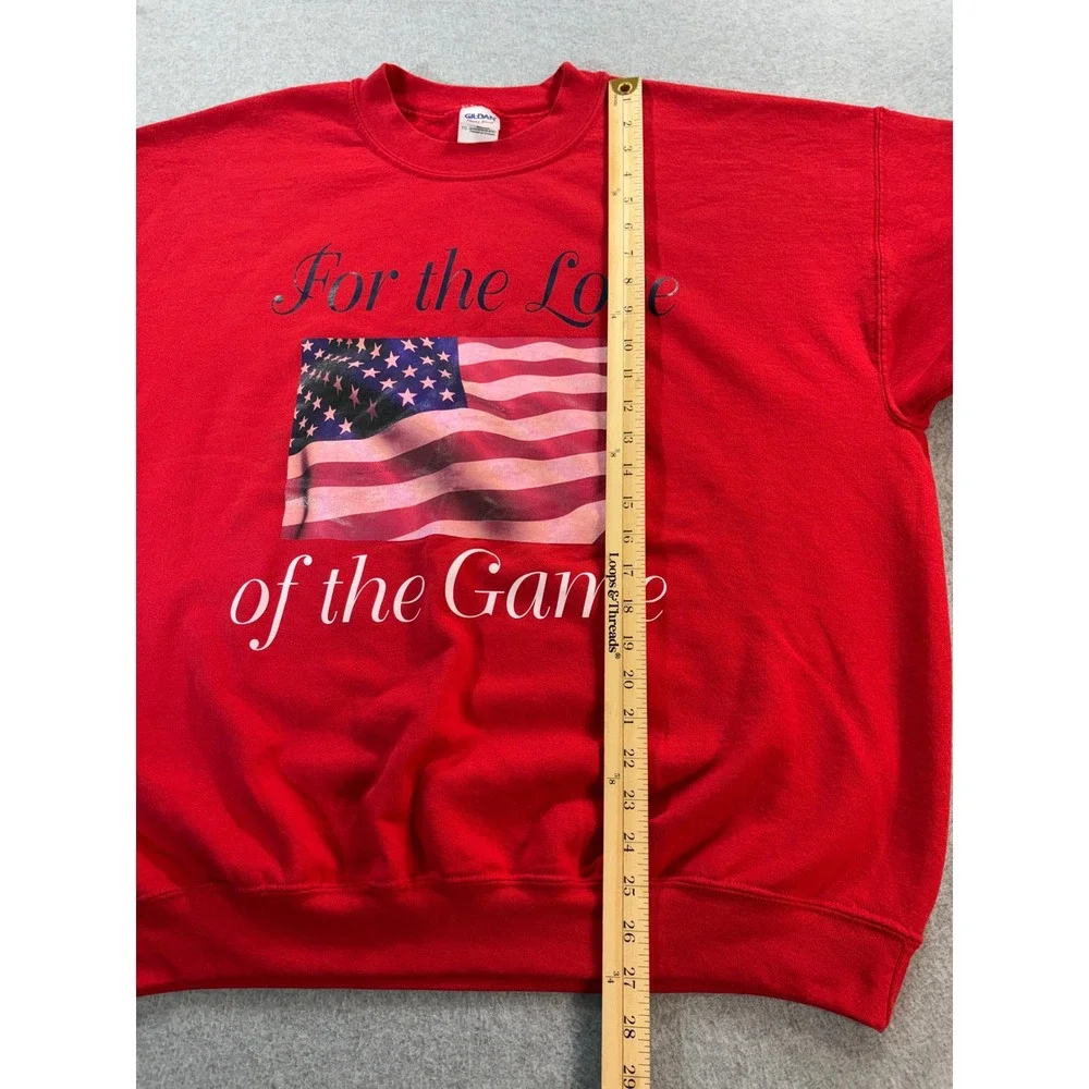 Gildan Red For the‎ Love of the Game American Flag Sweatshirt Mens XL Pullover - Picture 3 of 9
